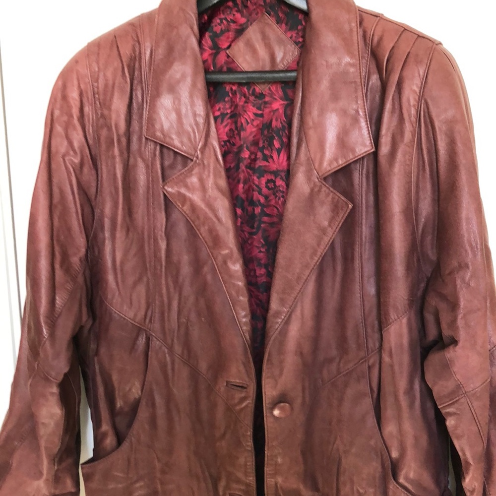VTG Jacqueline Ferrar Genuine Leather Trench Coat size MP